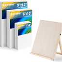 Canvas & Easel Set for Painting, 6 Pack Paint Canvases and 1 Tabeltop Easel, Idea Art Supplies kit for Oil & Acrylic