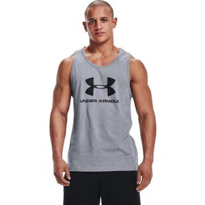 Under Armour Men's Sportstyle Logo Tank , Steel Light Heather /Black