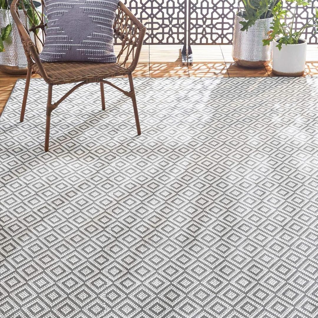 Home Dynamix Tripoli Lydia Indoor/Outdoor Area Rug 7'10"x10'2", Modern Gray (Grey/Cream)
