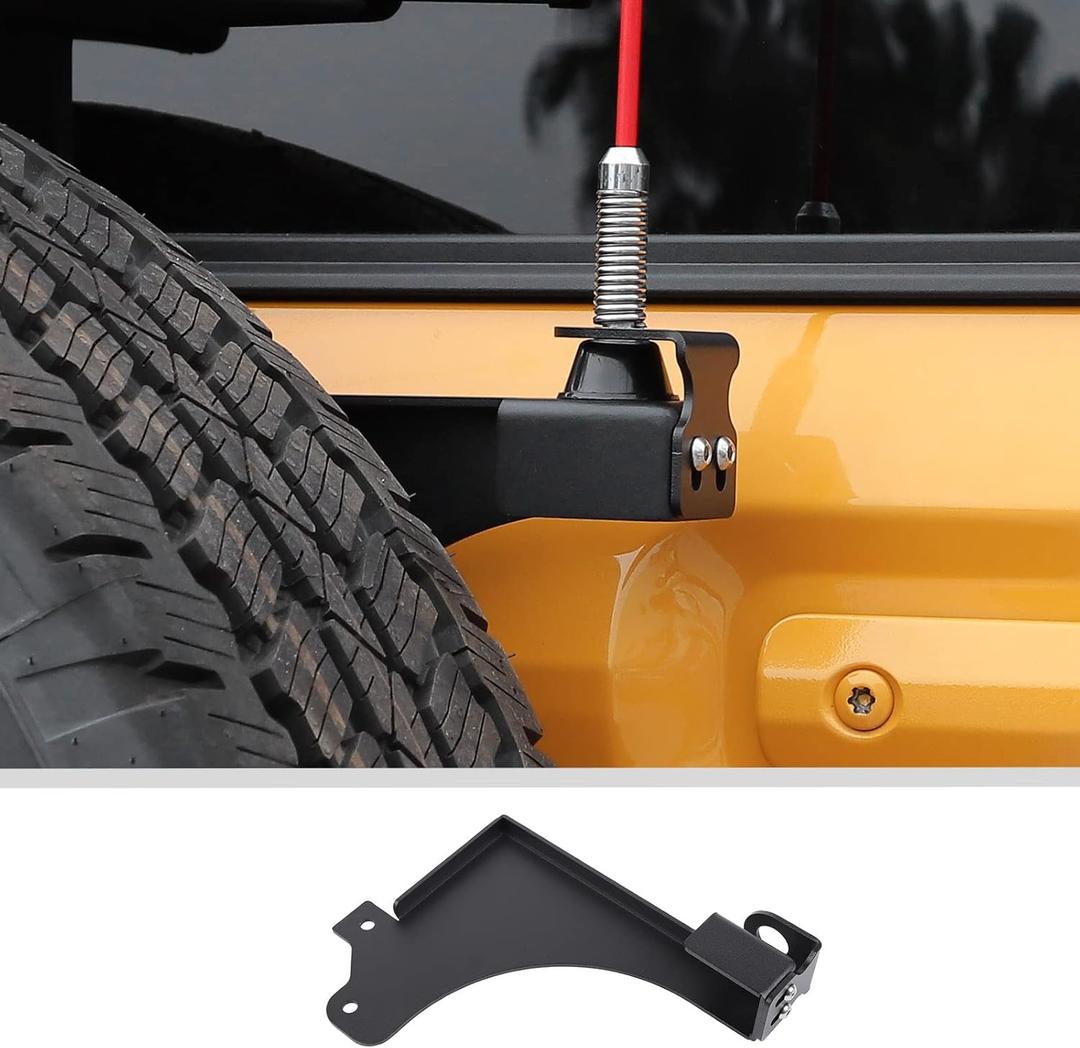 JWWY Tailgate Antenna Base Mount Bracket Holder Clamp Rear Door Antenna Mount Base Holder Fit for 2021-2025+ Ford Bronco Exterior Accessories Alloy Black