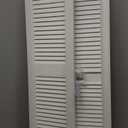 Ekena Millwork Lifetime Vinyl LL1S12X04300WH Standard Cathedral Top Center Mullion, Open Louver Vinyl Shutters, w/Installation Shutter-Lok's & Matching Screws (Per Pair), 12"W x 43"H, White