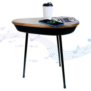 Smart Side Table with Bluetooth Speaker & Wireless Charging Modern End Table 21.6 Inch Night Stand for Bedroom Small End Bedside Table with USB Port for Living Room Bedroom Office Couch Small Space