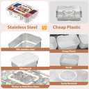 Snackle Box Container,8 Compartment Stainless Steel Food Storage with Silicone Lid & Handle,Clear Divided Fruit Nut Veggie Tray for Kitchen, Picnic, Party