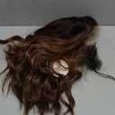 Brown Highlight Short Wavy Wig for Women Lace Hairline Bob Style Synthetic Heat Resistant - Natural Appearance for Everyday Hairstyle 14 Inch