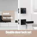 Front Door Lock Set Exterior Door Lock Set,Door Handle with Single Cylinder Deadbolt Lock,Keyed Alike Door Locks for Front Door(Matte Black,1Pack Set)