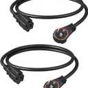 DEWENWILS 360° Rotating Flat Plug Extension Cord 3 Foot, 14/ 3 Gauge 3 Prong Grounded Wire, 15A/ 1875W Heavy Duty Power Cord, Space Saving for Indoor Narrow Space, ETL Certified, 2 Pack, Black