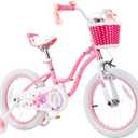 RoyalBaby Girls Bike with Training Wheels, Stargirl Kids Bicycle 12 Inch Toddlers to Big Kids 3-4 Years, Star Pink