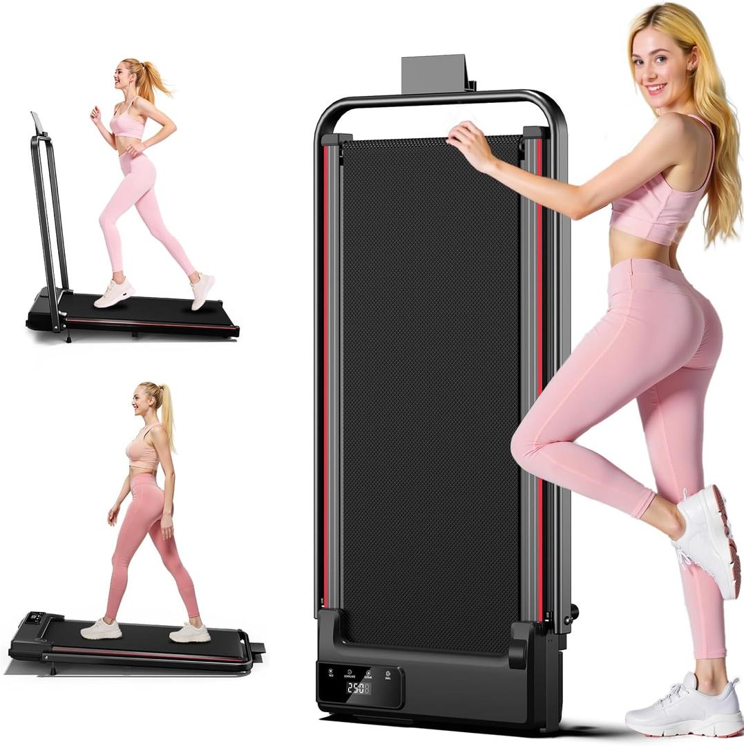 Walking Pad Treadmill With Incline, Under Desk for Home Office, Portable 2.5HP, 300 lbs Capacity, APP/Remote Control, LED Displays, Manual Incline(M)