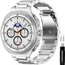 GOLDTOLUCK No Gap Stainless Steel Band Compatible with Samsung Galaxy Watch 8 7 6 5 4 Classic FE Pro Ultra 40mm 44mm 46mm 43mm 47mm 45mm 42mm Replacement Men Women Milanese Metal Elegant Casual (Silver)