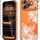 for iPhone 17 Pro Max Case,[3 in 1] with Screen Protector & Camera Lens Protector,Flower Pattern Design,Clear Soft Shockproof Floral Phone Cover for Women Girls 2025 6.9" (Flower-2/White)