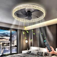LUDOMIDE Ceiling Fans with Lights and Remote, 20” Ceiling Fan with 3 Blades, Modern Low Profile Ceiling Fan, Noiseless Reversible DC Motor for Bedroom Living Room