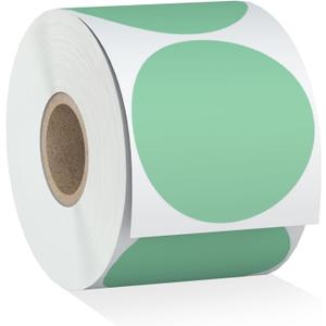 Misofuki 2" 750 Labels Green Circle Direct Thermal Stickers Labels Roll Compatible with Zebra, Rollo, MUNBYN, Self-Adhesive Round Direct Thermal Labels