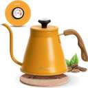 Harriet Gooseneck Kettle with Thermometer for Pour Over Coffee and Tea, 37 fl oz, Stainless Steel, Durable 3-Layer Base, Ideal Spout for Precision Pouring, Compatible with all Stove Tops, Yellow