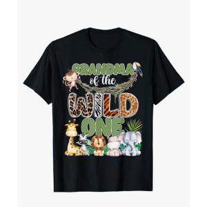 Grandma of The Wild One 1St Birthday Family Safari Jungle T-Shirt Size L