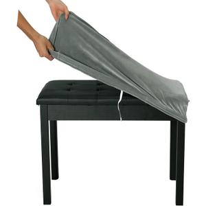 SINOSSO Soft Velvet Piano Bench Cover, (20"- 26.5") L x (11.8"- 15.7") W Rectangle Stretch Washable Stool Upholstered Protector Slipcover, (S, Dark Grey)
