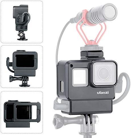 Vlogging Protective Case for GoPro Hero 7/6/5 with Cold Shoe Mount Microphone Adapter Storage W Back Door Compatible with Gopro Series Frame Housing Accessories Perfect Vlog Setup Video Filmmaking