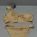 ZAFUL Women's One Shoulder Bikini Twisted Ruched High Cut Bandeau Bikini Set Two Piece Swimsuit M