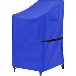Stackable Patio Chair Cover - 600D High Back Outdoor Chair Cover Waterproof & Heavy Duty, 1 Pack Lawn Furniture Stacking Seat Cover for 4-6 Outdoor Stackable Dining Chairs - 28 x 36 x 47 Inch