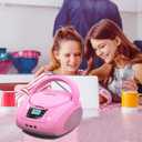 LONPOO CD Player Portable Boombox with FM Radio/USB/Bluetooth/AUX Input and Earphone Jack Output, Stereo Sound Speaker & Audio Player,Pink