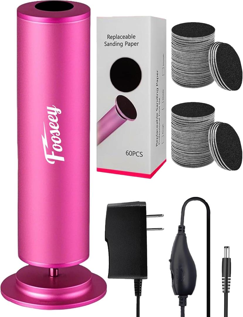 Electric Foot File Tool - Callus Remover for Feet, Professional Pedicure Machine with 60pcs Sandpaper Discs, Adjustable Speed Foot Files for Deadskin, Dry and Cracked Feet