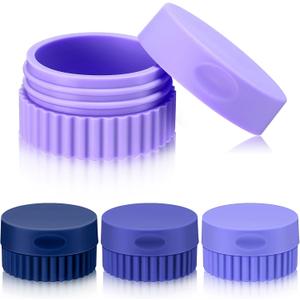 Maxcheck 4 Pcs Travel Containers for Toiletries 0.68 Oz/20 ml Small Silicone Cream Jar with Lid Mini Leakproof Lotion Jar Refillable Travel Cosmetic Container for Face Body Skin Cream (Blue Color)