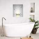 Modern Grey Wall Art for Bathroom Retro Butterfly and White Floral Bloom in Water Abstract Canvas Wall Art Wall Paintings Spa Zen Wall Pictures for Living Room Bedroom Office Ready To Hang,16x24 Inch
