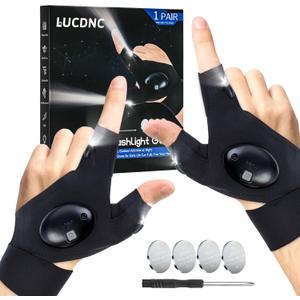 LED Flashlight Gloves Gifts for Men Christmas Gifts Stocking Stuffers for Adults Cool Gadget Hands-Free Lights Tools for Fishing Camping Repairing Unique Men Birthday Gifts (standard)