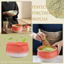 8 Pcs Matcha Whisk Set Chasen Matcha Whisk Bamboo Bowl with Spout Sifter Spoon Scoop Whisk Holder Bamboo Mat Complete Matcha Making Kit (Red Petal)