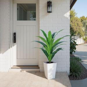 YEPDIN 4FT Artificial Dracaena Tree with White Tall Planter-Tall Potted Faux Plants Indoor -Fake Floor Plant for Home Office Living Room Outdoor