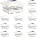 Solar Post Cap Lights Outdoor 12pack, Waterproof Fence Post Lights with 16 Ultra Bright LEDs Fit 4x4/5x5/6x6 Wood/Vinyl Posts, White Deck Post Lights with Warm/Cool White for Garden Patio Porch Yard