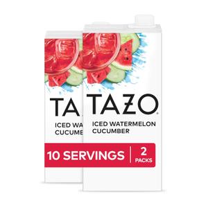 TAZO Iced Watermelon Cucumber Herbal Tea Concentrate, Caffeine-Free, 32 Fl Oz Caton (Pack of 2) (EXP 09/30/26)