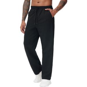 THE GYM PEOPLE Men's Baggy Fleece Workout Sweatpants with Pockets Drawstring Lounge Athletic Running Pants, L