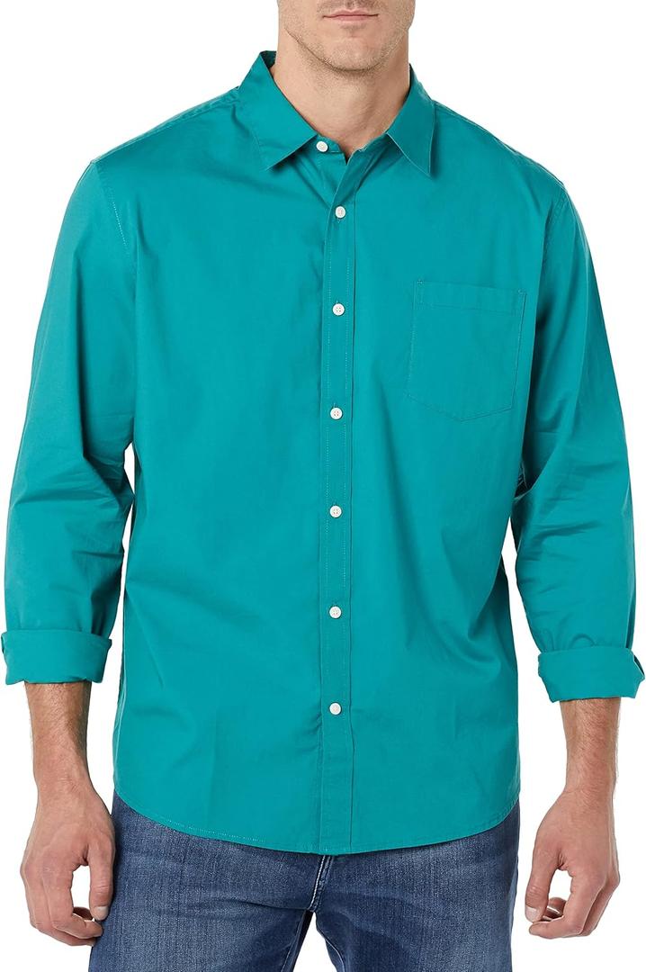 Amazon Essentials Men's Long-Sleeve Regular-fit Stretch Poplin Shirt (XS)