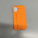 LAUDTEC Silicone Kickstand Case Compatible with iPhone 16, Vertical and Horizontal Stand Hand Strap Metal Kickstand Cover, Flexible Soft Liquid Silicone Stand Case for iPhone 16 (Orange)