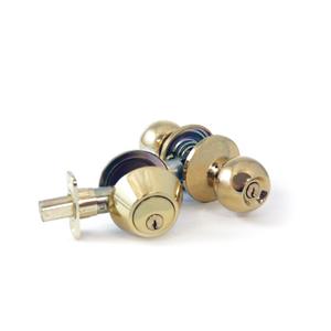 Lewis Hyman 1734101 Atlas Ball Door Lock Knob Combo Kit, Polished Brass, 2 Pack