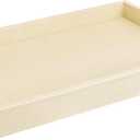 Modern Elegant 17.5x12 Rectangle Cream Rectangle Shagreen Faux Leather Decorative Tray Ottoman Tray Coffee Table Perfume Living Room Kitchen Serving Tray with Gold Polished Metal Handles.