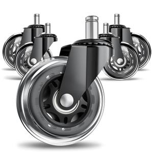 Office Chair Wheels for Hardwood Floor, 5 Pack 3 Inch Heavy Duty PU Caster Wheels, Replacement Casters Universal Stem, Quiet & Smooth for Most Chairs