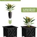 Lattice Design Outdoor Planter Box - 14.75 Square 13 Tall Black Plant Pot - Decorative Plant Pots for Front Porch Decor - Flower Pots Outdoor Planters for Porch Patio or Garden Decor by Pure Garden