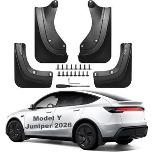 2026 Mud Flaps for Tesla Model Y Juniper Accessories Front and Rear ABS Mud Guards Set of 4, Includes All Hardware Installation Tools Accessories (Model Y Juniper 2025+)