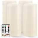 Homemory 12" x 5" Large Waterproof Outdoor Flameless Candles with Remote Control and Timer, Battery Operated Flickering LED Pillar Candles for Outdoor Larterns, Porch, Long Lasting, Set of 4