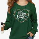 Girls Christmas Sweatshirts for Kids Merry Christmas Casual Cable Knit Long Sleeve Shirts Xmas Tree Tops, 10-12 Y(size 150)