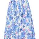 GRACE KARIN Women's 2025 Summer Maxi Dress Floral Tie Front Spaghetti Strap Casual Boho Beach Flowy Sundress with Pockets, L, Blue Floral