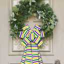 5 x Mardi Gras Ribbons Bows for Wreath, 2.5 Inch 10 Yards Glitter Gold Green Purple Stripes Ribbon Fat Tuesday Holiday Craft Wired Edge Ribbons for Gift Wrapping Mardi Gras Party Decorations (Style 3: Stripes)