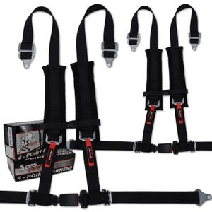 4 Point Harness with 2 Inch Padding (Ez Buckle Technology) (Black (Pair))
