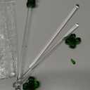 8 Pcs Glass Four-Leaf Clover Drink Stirrers, Reusable Lucky Shamrock Cocktail Drink Accessory, Green Swizzle Sticks for Irish Party, Bar Cart, Coffee & Holiday Decor