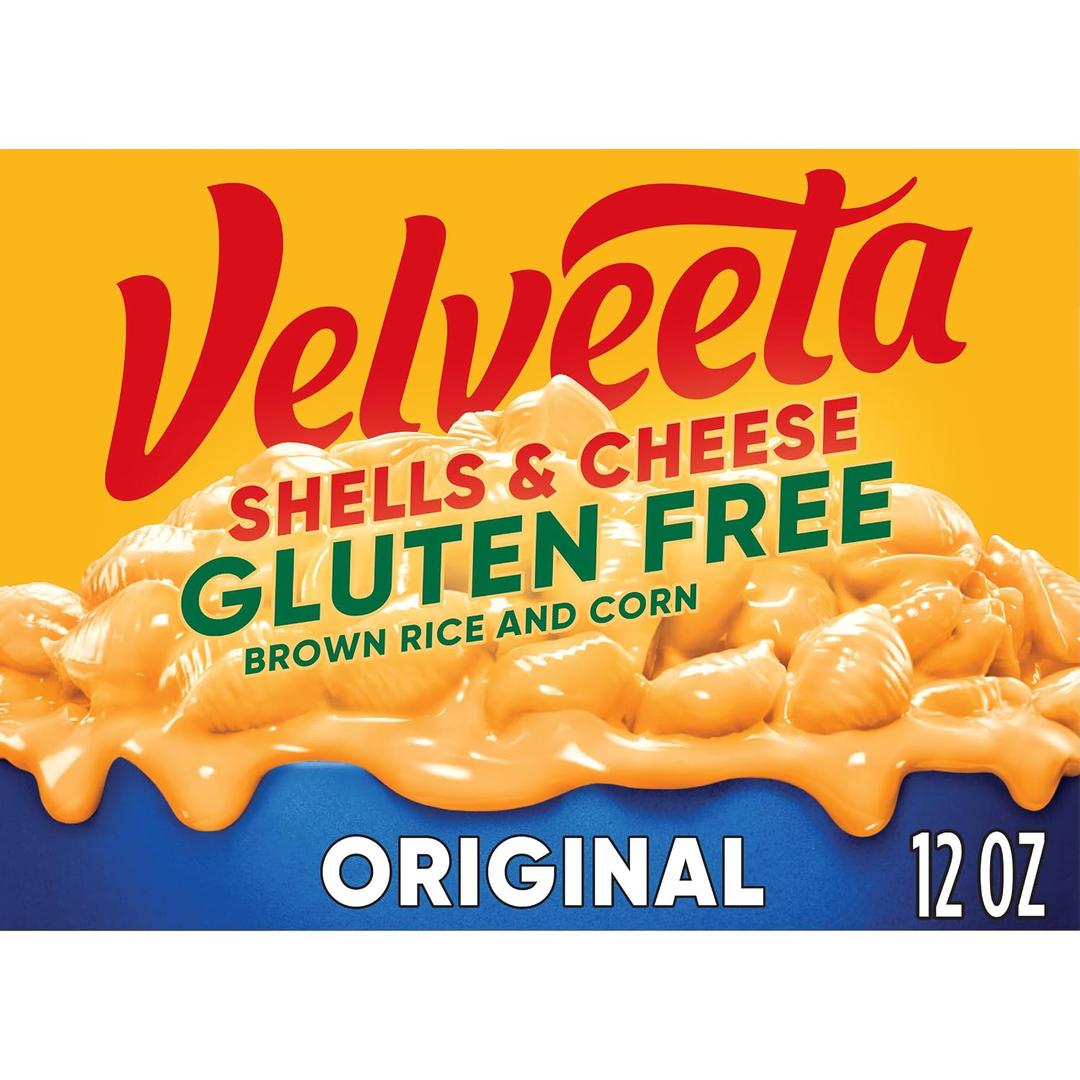 Velveeta Gluten Free Shells and Cheese, Brown Rice and Corn Pasta, 1 Box, for Easy Dinner or Dinner Sides, Original Flavor, Made with Real Cheese, 12 oz (EXP 09/09/26)