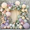 Dusty Green Purple Pink Balloon Garland Double Stuffed Lavender Light Mist Green Ivory Pastel Balloon Arch Kit with Lilac Blush Color for Baby Shower Birthday Wedding Flower Party Decoration