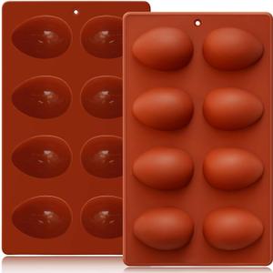 HKNMTT Silicone Egg Molds Easter 2PCS, 2.4" Food Grade 3D Moulds for Vegan Deviled Eggs Peanut Filling 3D Chocolate Candy Jello Pudding Soap Gift, Oven Safe Baking Cake Kit