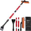 62.4" Snow Brush - Ice Scrapers for Car Windshield, 360Pivoting Brush Head, Comfortable Foam Grip, Extendable Snow Removal Car Brush for Trucks SUVs, Essential Winter Tool