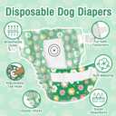 Pet Soft Female Dog Diapers - Disposable Dog Diapers with Adjustable Foam Tail Hole, Cat & Puppy Diaper for Dogs in Heat or Incontinence, Medium (24Pcs, Green)